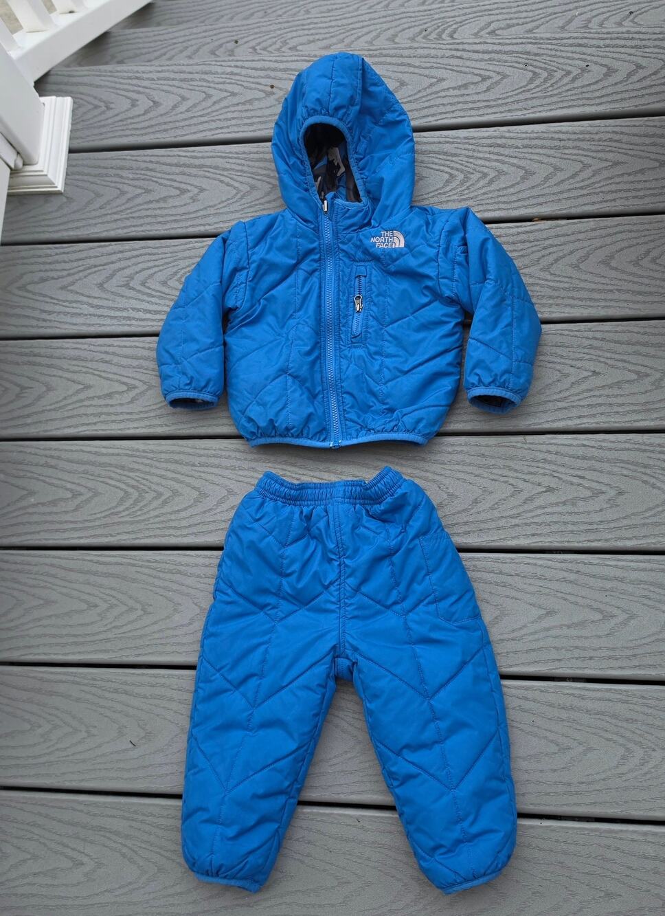 The North Face Baby Thermoball Reversible Snow Suit Blue, Size 12/18 Months